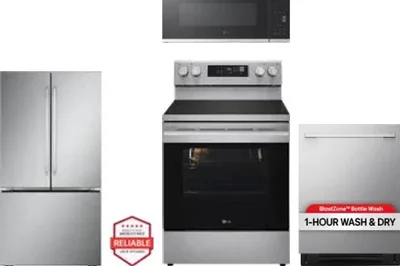 4 Piece Package Includes Refrigerator, Range, Microwave And Dishwasher