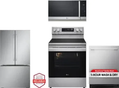 4 Piece Package Includes Refrigerator, Range, Microwave And Dishwasher