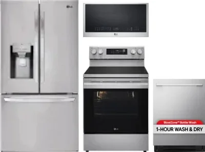 4 Piece Package Includes Refrigerator, Range, Microwave And Dishwasher