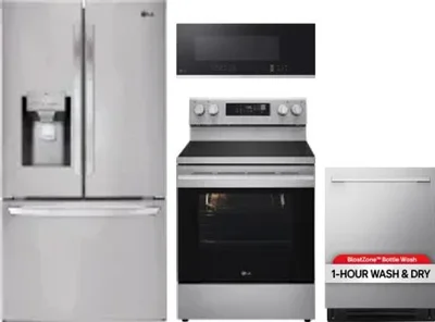 4 Piece Package Includes Refrigerator, Range, Microwave And Dishwasher