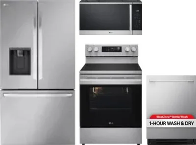 4 Piece Package Includes Refrigerator, Range, Microwave And Dishwasher