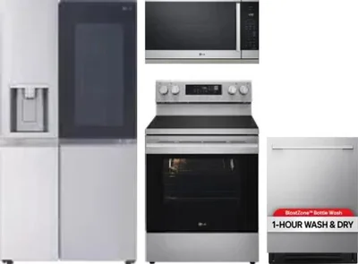 4 Piece Package Includes Refrigerator, Range, Microwave And Dishwasher