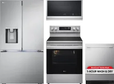4 Piece Package Includes Refrigerator, Range, Microwave And Dishwasher