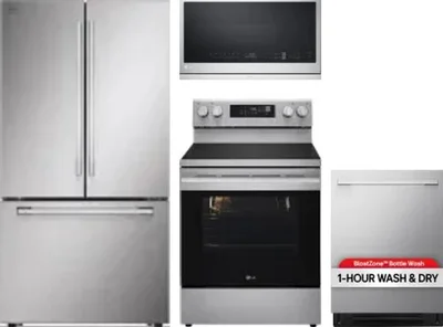 4 Piece Package Includes Refrigerator, Range, Microwave And Dishwasher