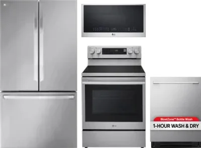 4 Piece Package Includes Refrigerator, Range, Microwave And Dishwasher