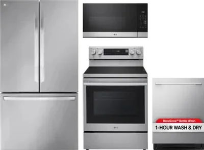 4 Piece Package Includes Refrigerator, Range, Microwave And Dishwasher