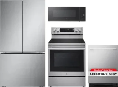 4 Piece Package Includes Refrigerator, Range, Microwave And Dishwasher