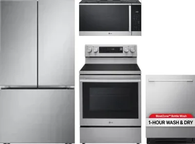 4 Piece Package Includes Refrigerator, Range, Microwave And Dishwasher