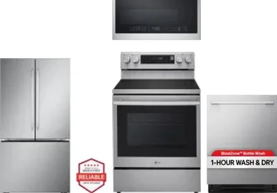 4 Piece Package Includes Refrigerator, Range, Microwave And Dishwasher