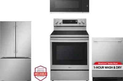 4 Piece Package Includes Refrigerator, Range, Microwave And Dishwasher