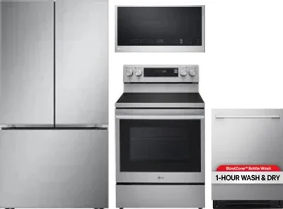 4 Piece Package Includes Refrigerator, Range, Microwave And Dishwasher