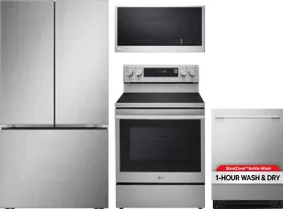 4 Piece Package Includes Refrigerator, Range, Microwave And Dishwasher