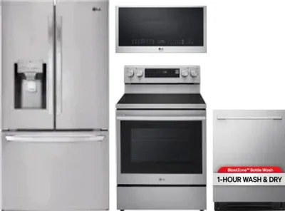 4 Piece Package Includes Refrigerator, Range, Microwave And Dishwasher