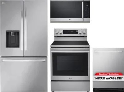 4 Piece Package Includes Refrigerator, Range, Microwave And Dishwasher