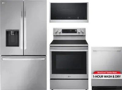 4 Piece Package Includes Refrigerator, Range, Microwave And Dishwasher