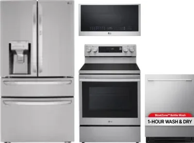 4 Piece Package Includes Refrigerator, Range, Microwave And Dishwasher