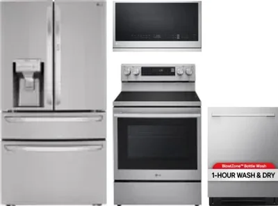 4 Piece Package Includes Refrigerator, Range, Microwave And Dishwasher
