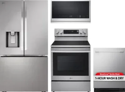 4 Piece Package Includes Refrigerator, Range, Microwave And Dishwasher