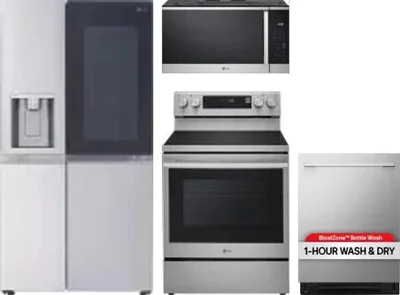 4 Piece Package Includes Refrigerator, Range, Microwave And Dishwasher