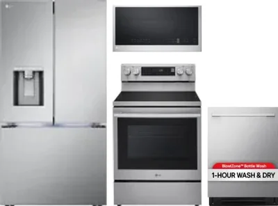 4 Piece Package Includes Refrigerator, Range, Microwave And Dishwasher