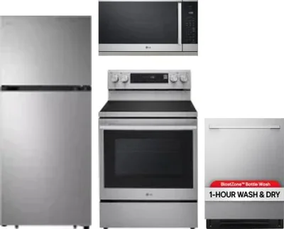 4 Piece Package Includes Refrigerator, Range, Microwave And Dishwasher