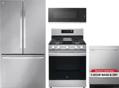 4 Piece Package Includes Refrigerator, Range, Microwave And Dishwasher