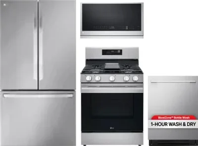 4 Piece Package Includes Refrigerator, Range, Microwave And Dishwasher