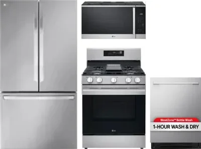 4 Piece Package Includes Refrigerator, Range, Microwave And Dishwasher