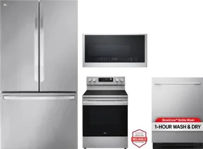 4 Piece Package Includes Refrigerator, Range, Microwave And Dishwasher