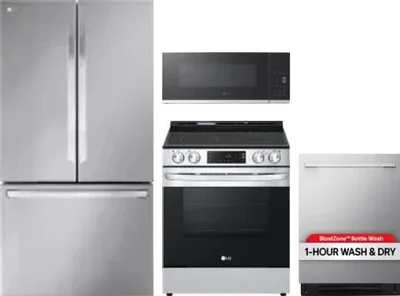 4 Piece Package Includes Refrigerator, Range, Microwave And Dishwasher