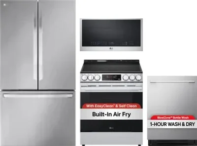 4 Piece Package Includes Refrigerator, Range, Microwave And Dishwasher