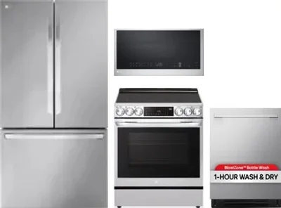 4 Piece Package Includes Refrigerator, Range, Microwave And Dishwasher