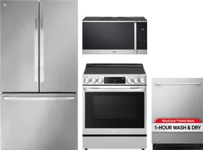 4 Piece Package Includes Refrigerator, Range, Microwave And Dishwasher