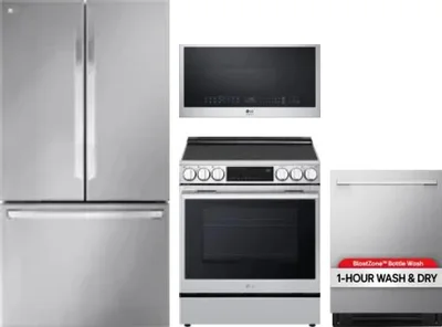 4 Piece Package Includes Refrigerator, Range, Microwave And Dishwasher