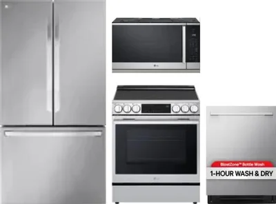 4 Piece Package Includes Refrigerator, Range, Microwave And Dishwasher