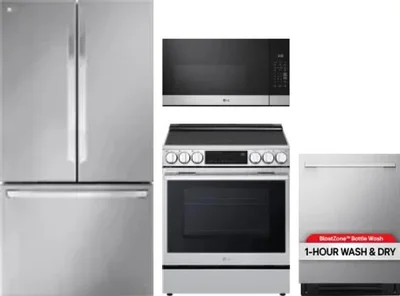 4 Piece Package Includes Refrigerator, Range, Microwave And Dishwasher