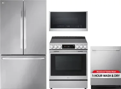4 Piece Package Includes Refrigerator, Range, Microwave And Dishwasher