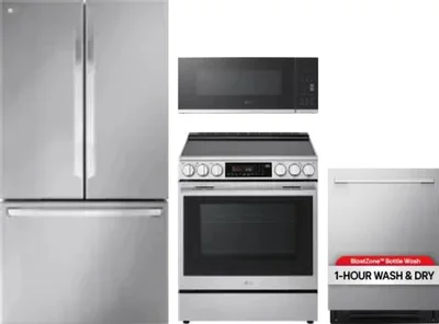 4 Piece Package Includes Refrigerator, Range, Microwave And Dishwasher
