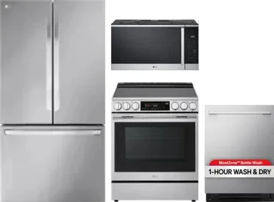 4 Piece Package Includes Refrigerator, Range, Microwave And Dishwasher