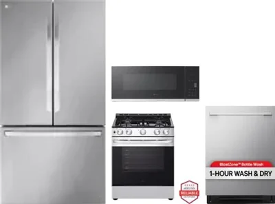 4 Piece Package Includes Refrigerator, Range, Microwave And Dishwasher
