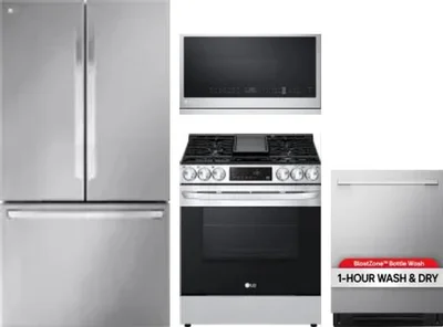 4 Piece Package Includes Refrigerator, Range, Microwave And Dishwasher