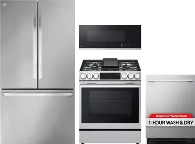 4 Piece Package Includes Refrigerator, Range, Microwave And Dishwasher