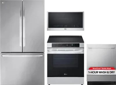 4 Piece Package Includes Refrigerator, Range, Microwave And Dishwasher