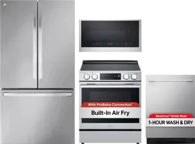 4 Piece Package Includes Refrigerator, Range, Microwave And Dishwasher