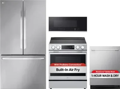 4 Piece Package Includes Refrigerator, Range, Microwave And Dishwasher