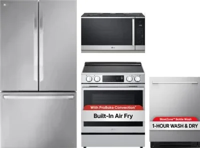 4 Piece Package Includes Refrigerator, Range, Microwave And Dishwasher