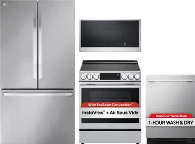 4 Piece Package Includes Refrigerator, Range, Microwave And Dishwasher