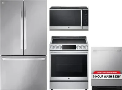 4 Piece Package Includes Refrigerator, Range, Microwave And Dishwasher