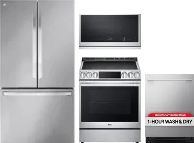 4 Piece Package Includes Refrigerator, Range, Microwave And Dishwasher