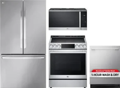 4 Piece Package Includes Refrigerator, Range, Microwave And Dishwasher